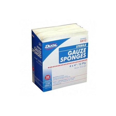 Dukal Woven Gauze Sponge, Sterile 4 x 4 12Ply 2's, 1200PK 6412
